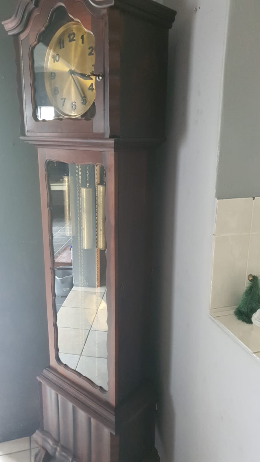 Antique German hand crafted grandfather clock.  Swarthout from Knysna