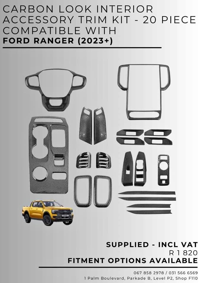 CARBON LOOK INTERIOR ACCESSORY TRIM KIT-20 PIECE F FORD RANGER 2023+ - Private Seller CARBON LOOK INTERIOR ACCESSORY TRIM KIT-20 PIECE F FORD RANGER 2023+ - Private Seller