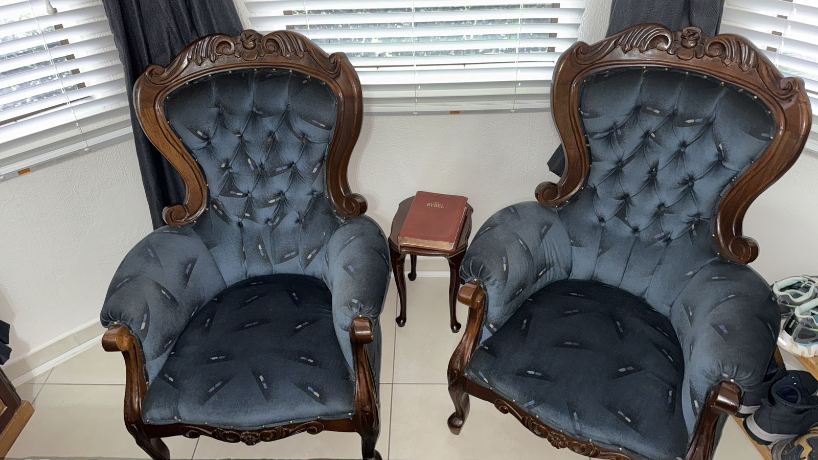 Victorian Style Lounge / Office Chairs with matchin miniature tables