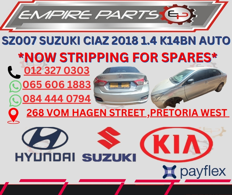 SZ007 SUZUKI CIAZ 2018 1.4 K14BN AUTO *NOW STRIPPING FOR SPARES* - Private Seller