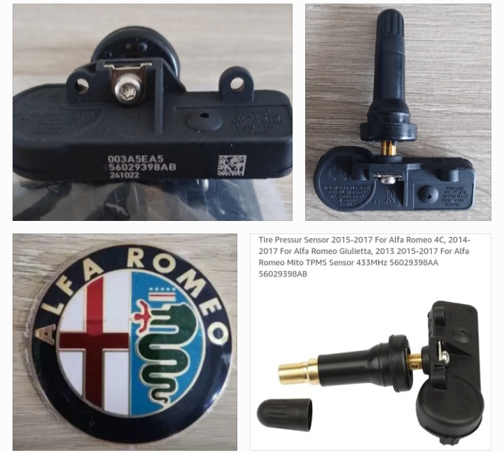 Alfa Romeo TPMS tyre pressure monitor sensors and valve stems Alfa Romeo TPMS tyre pressure monitor sensors and valve stems