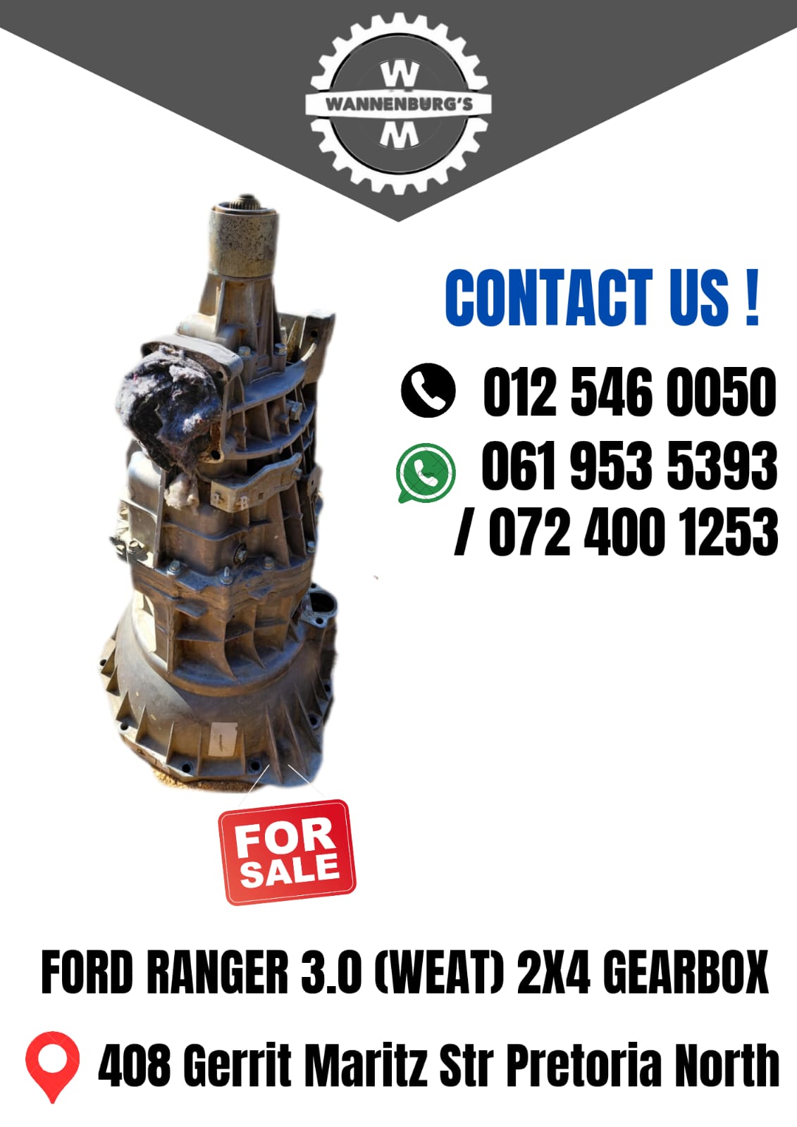 FORD RANGER 3.0 (WEAT) 2X4 GEARBOX FOR SALE!!!! - Private Seller