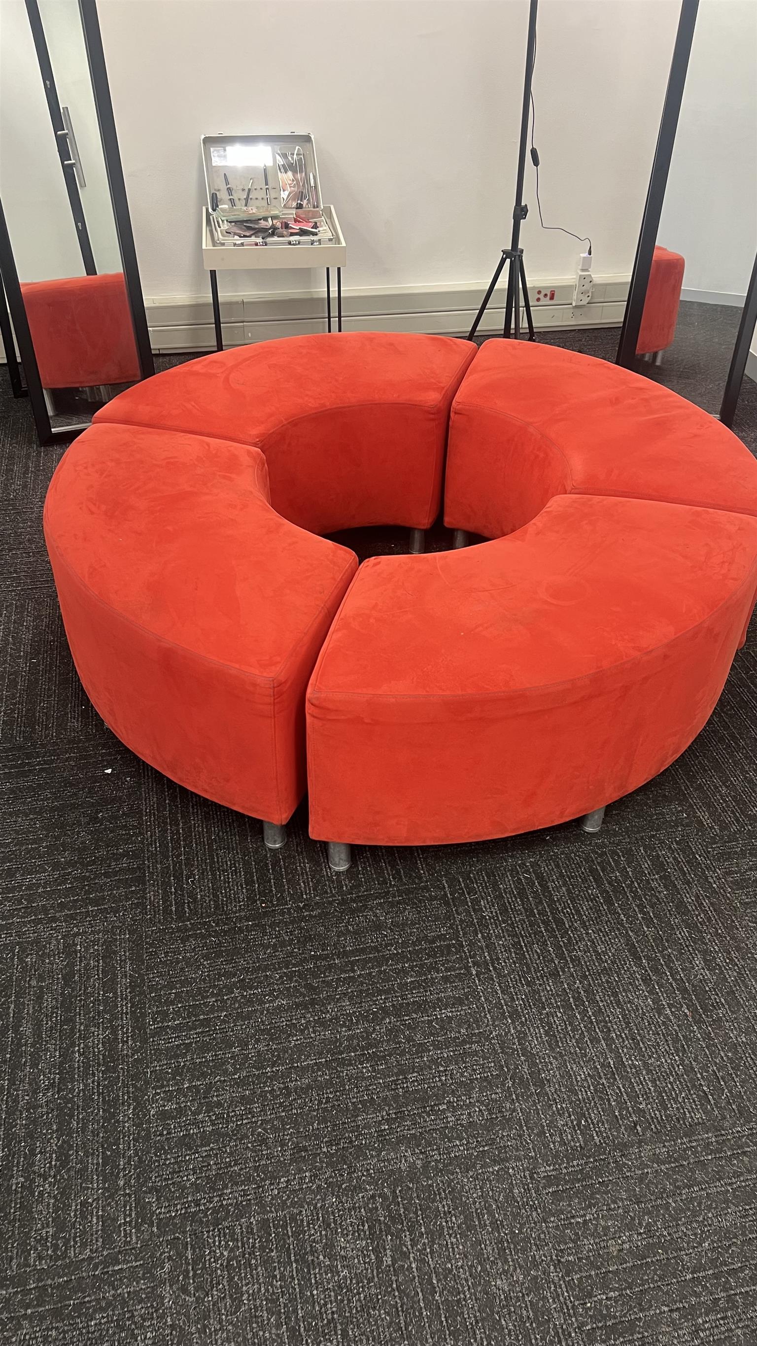 Red suede couche
