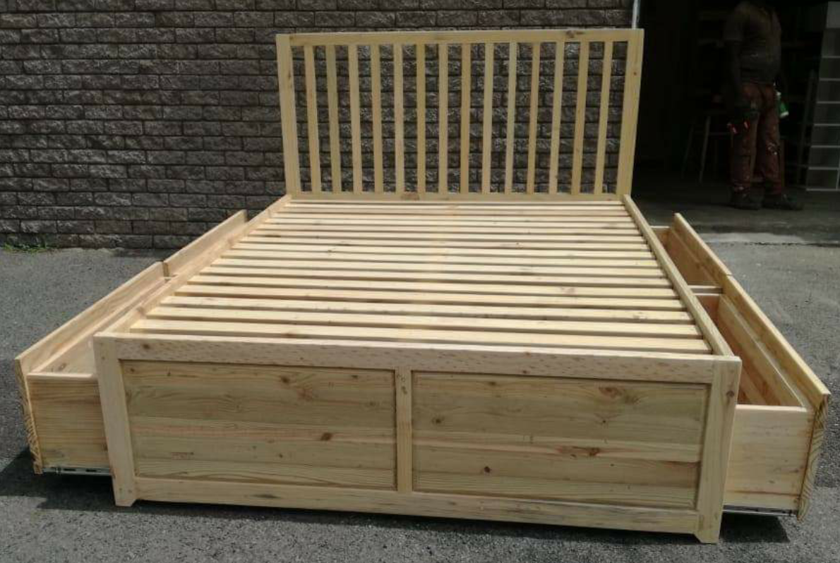 Queen base bed with storage 
