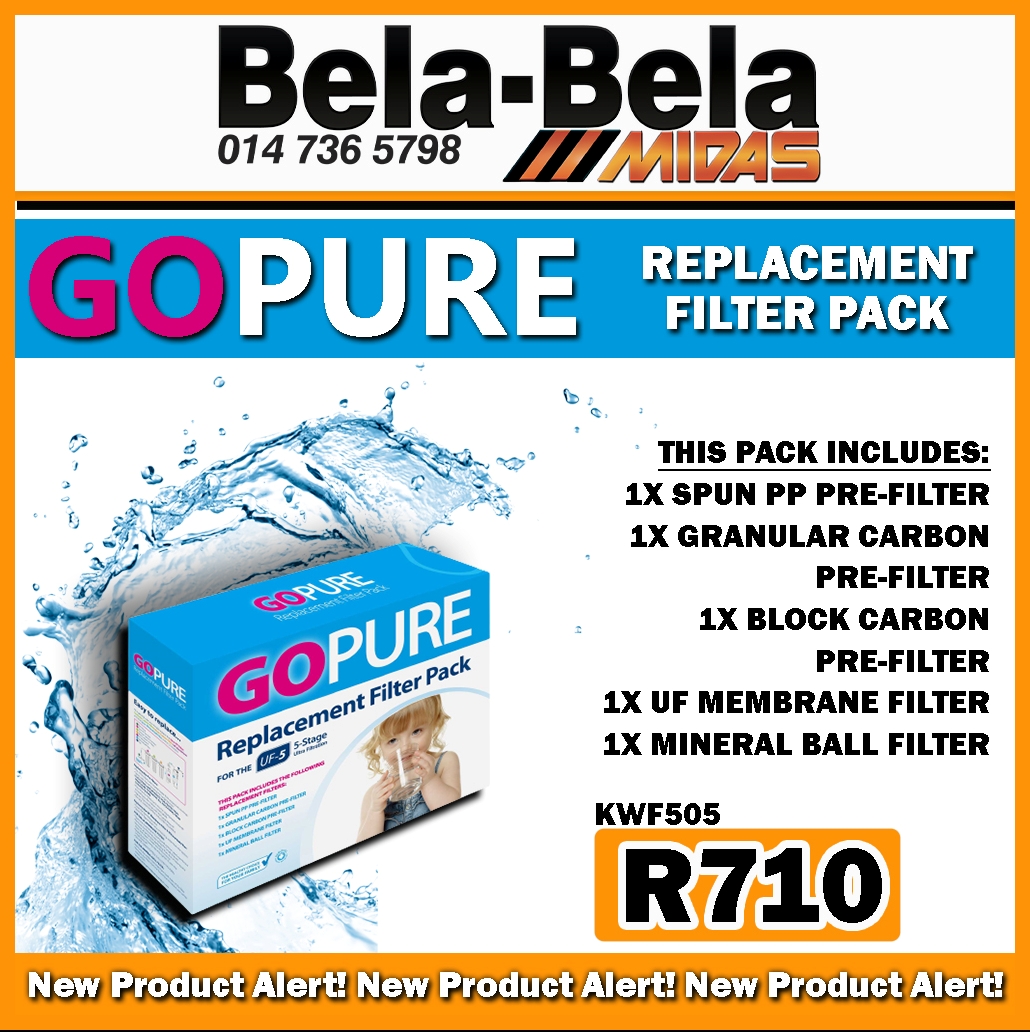 New Product! Go Pure Replacement Filter Pack ONLY Midas Bela Bela!