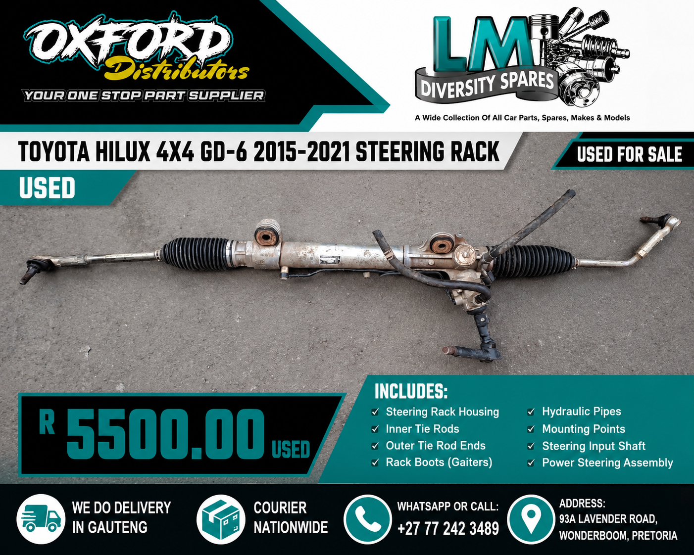 Toyota Hilux GD-6 4x4 steering rack for sale. - Private Seller Toyota Hilux GD-6 4x4 steering rack for sale. - Private Seller