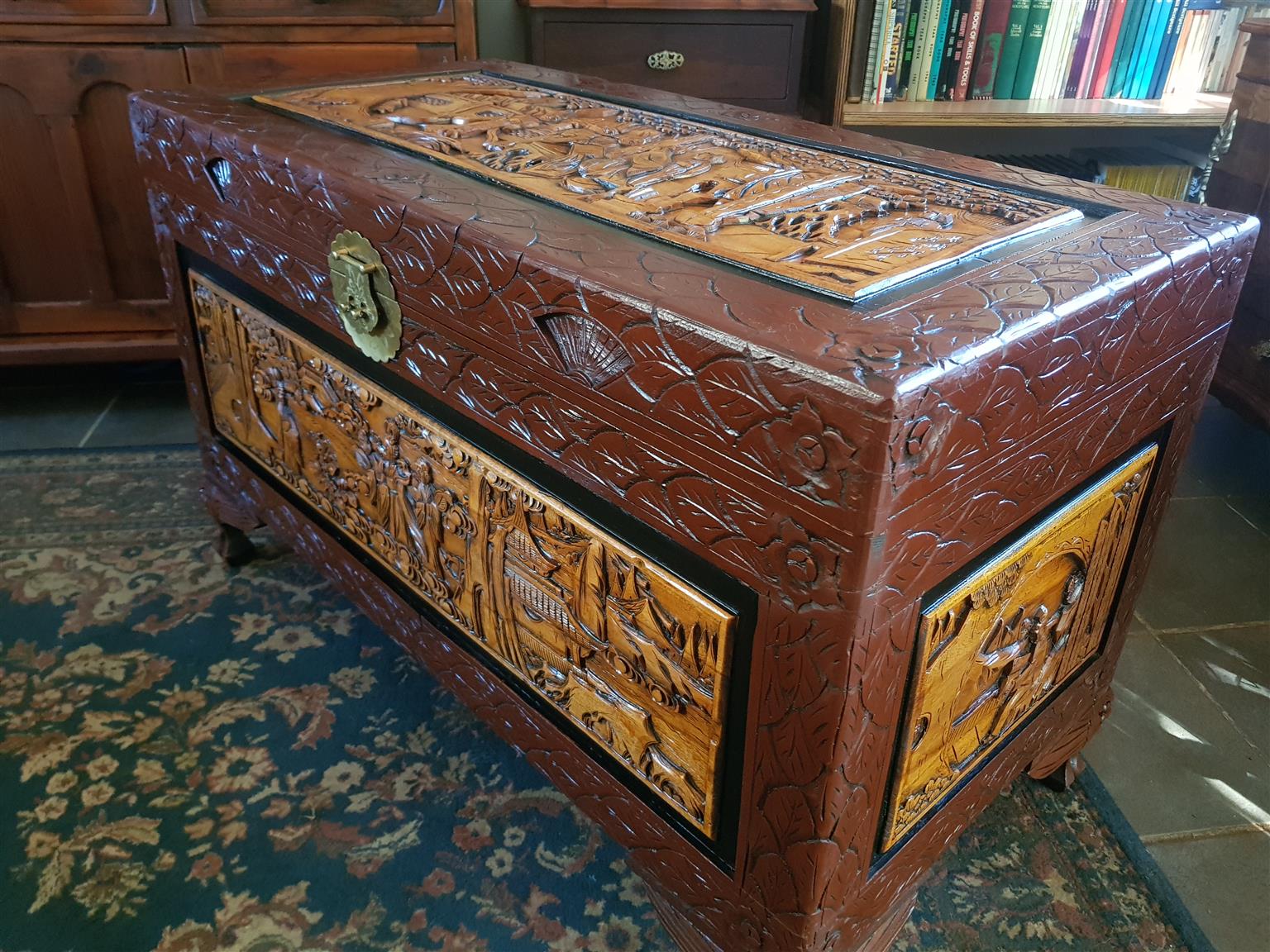 19th Century Carved Chinoiserie Camphor Chest