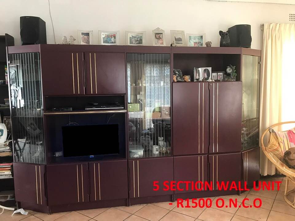 5 Section Dark Wooden Wall Unit