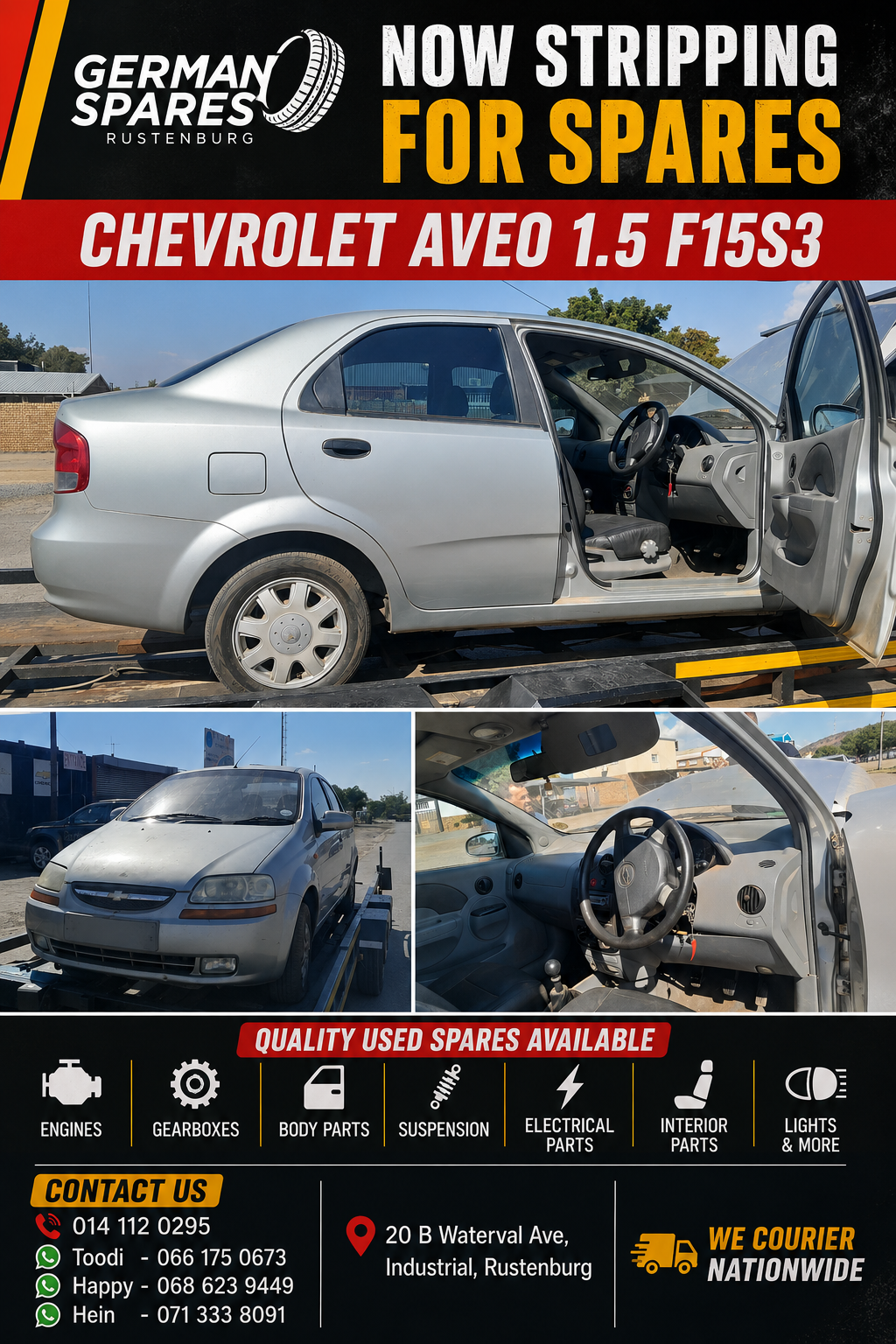 Chevrolet Aveo 1.5 F15S3 Stripping for spares - Private Seller Chevrolet Aveo 1.5 F15S3 Stripping for spares - Private Seller