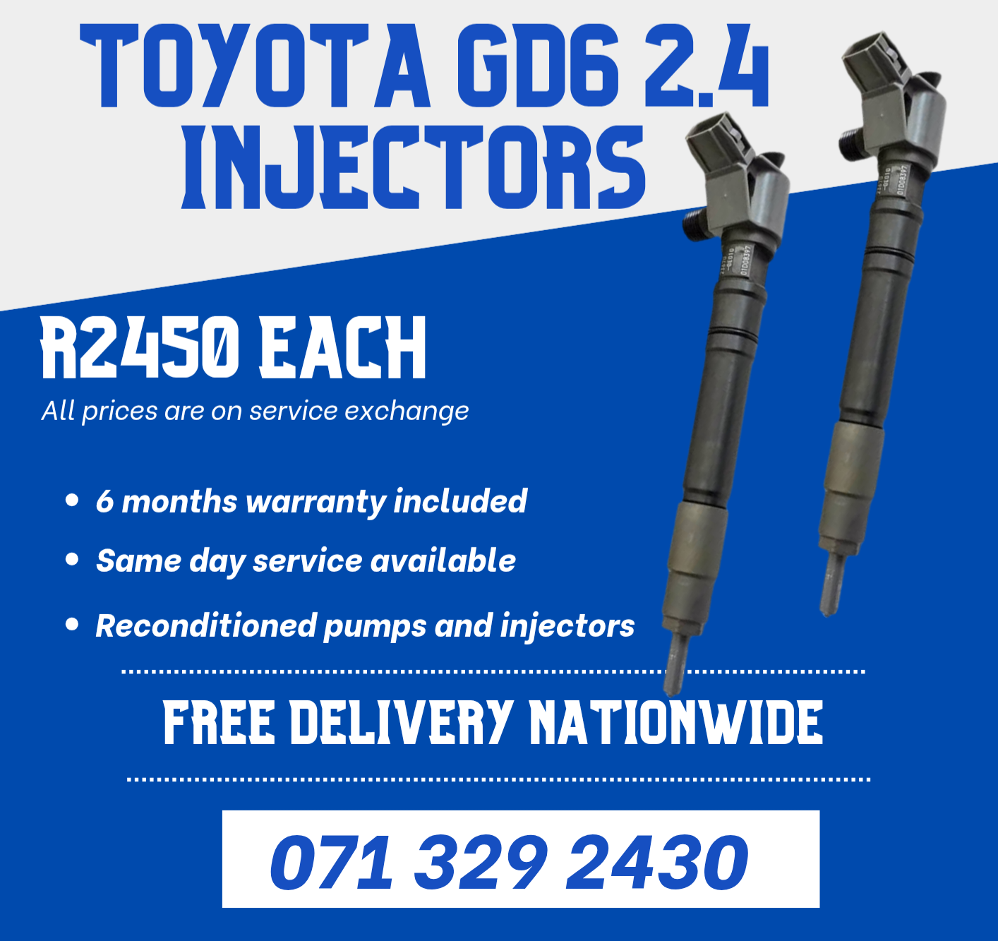 TOYOTA GD6 2.4 INJECTORS FOR SALE WITH WARRANTY - Private Seller TOYOTA GD6 2.4 INJECTORS FOR SALE WITH WARRANTY - Private Seller