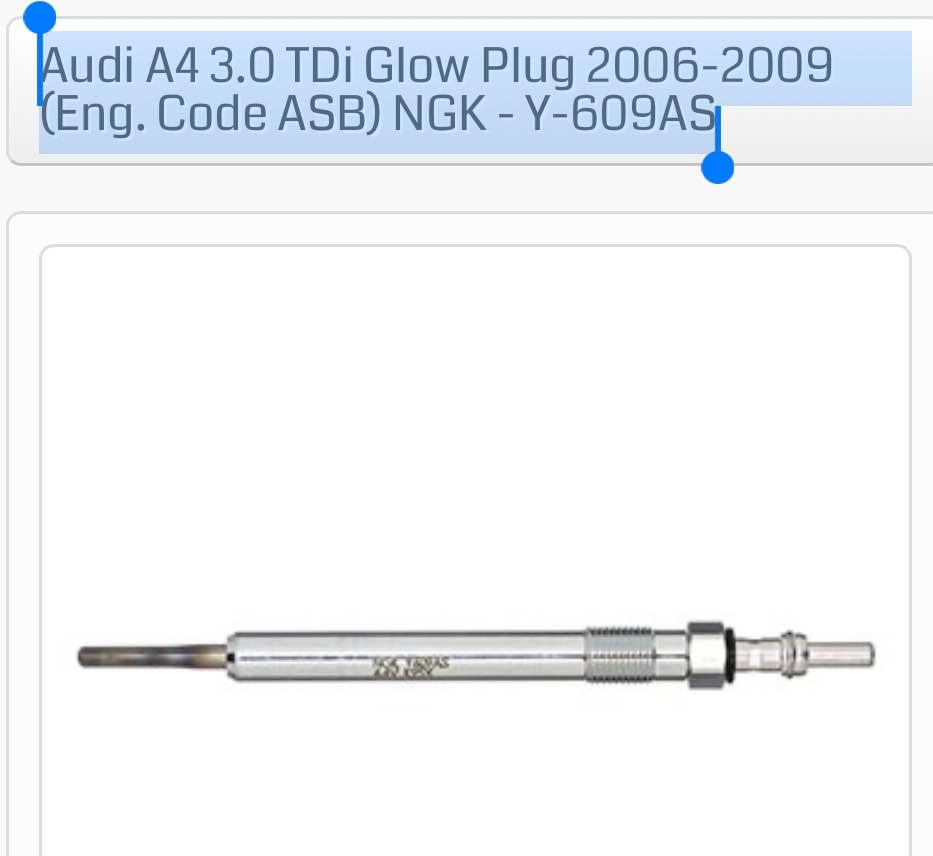 Ford FOCUS 1.8 TDCi Glow Plug 1998->2004  Audi A4 3.0 TDi Glow Plug 2006-2009   Call - Private Seller