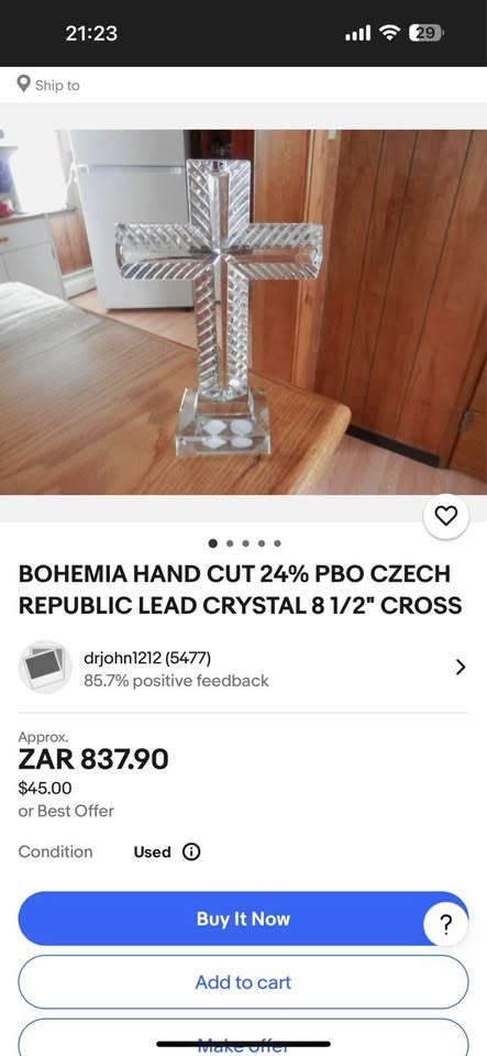 Bohemia hand cut 24%PBO glass Cross