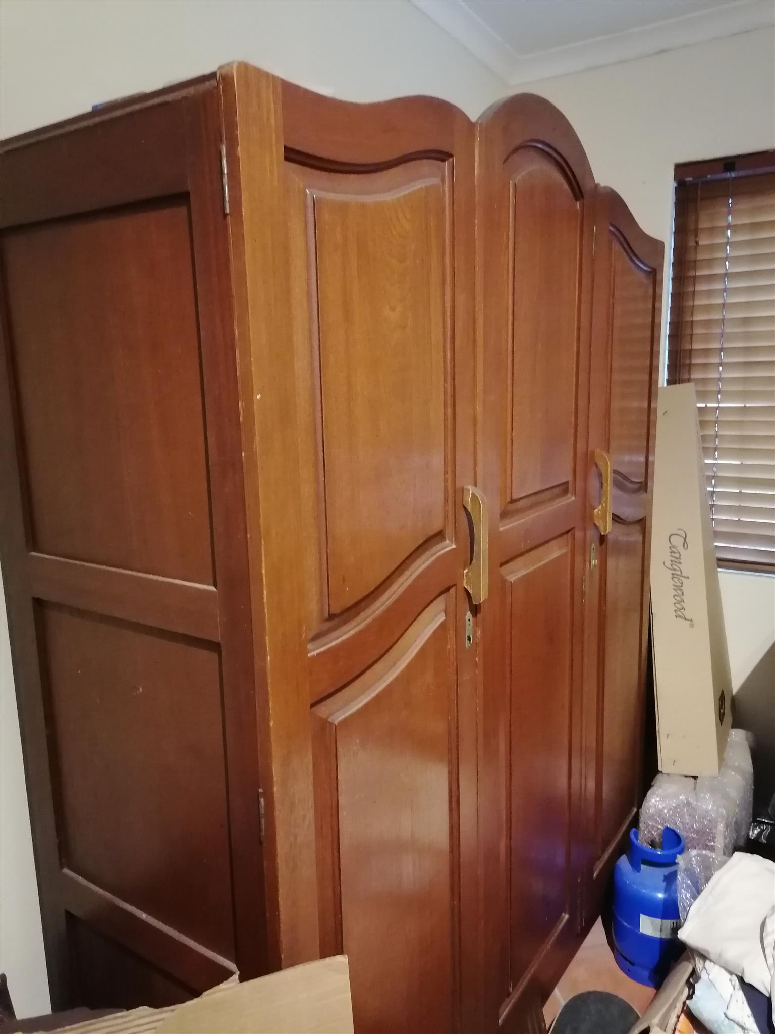Antique Imbuia wood wardrobe set
