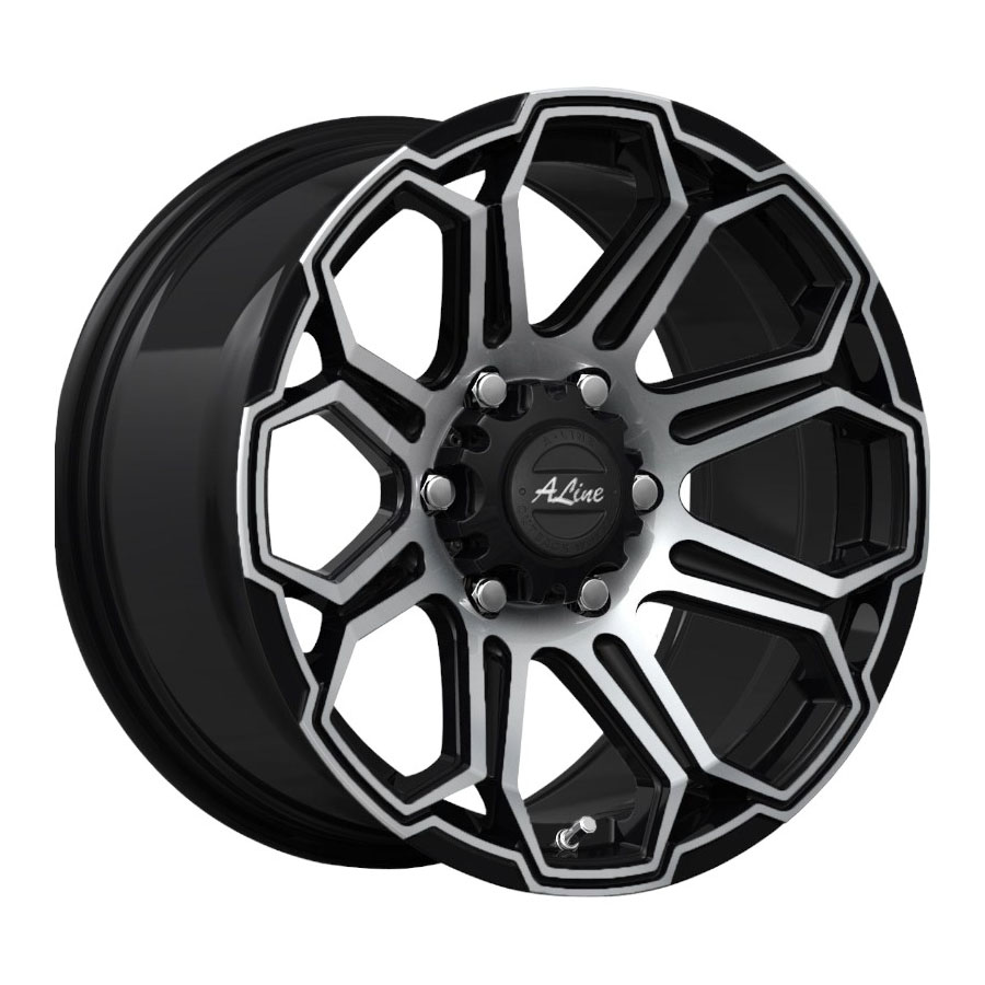 18″ A-Line Terminator 6/139 Black Machine Face Alloy Wheels
