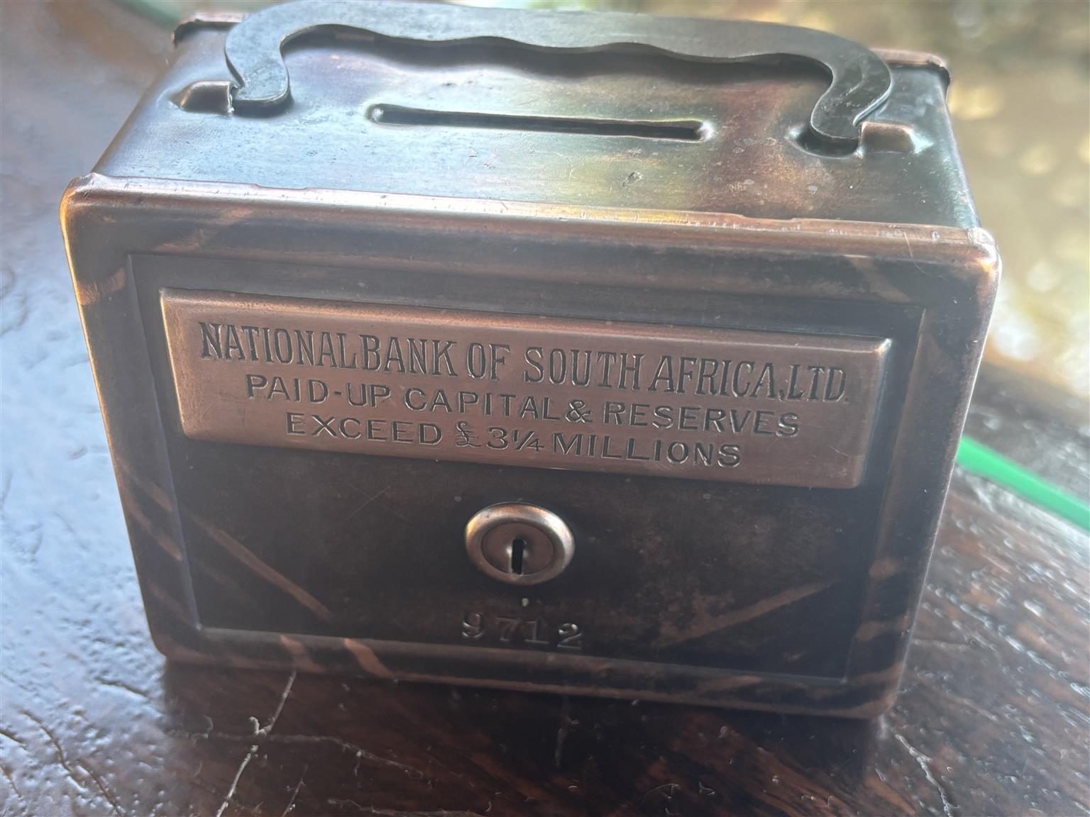 Antique piggy bank made with steel and copper Unique product