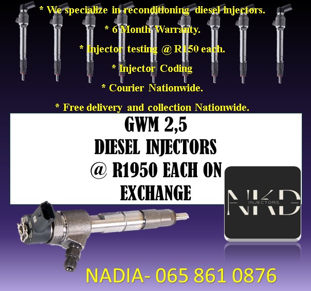 GWM STEED 2.5 BOSCH DIESEL INJECTORS FOR SALE OR RECONDITIONING - Private Seller GWM STEED 2.5 BOSCH DIESEL INJECTORS FOR SALE OR RECONDITIONING - Private Seller