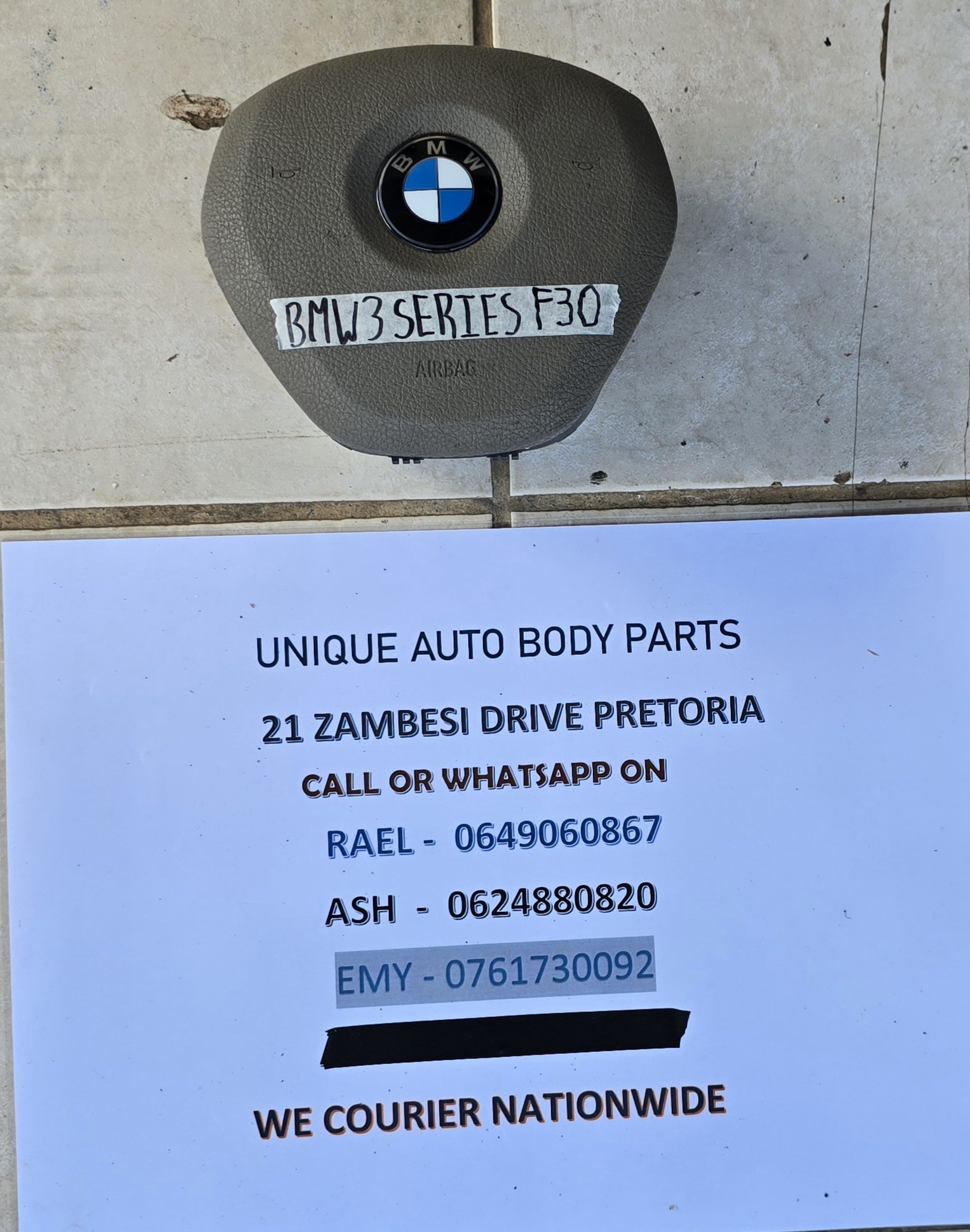 BMW 3 Series F30 / F31 / 1 Series F20 Airbag