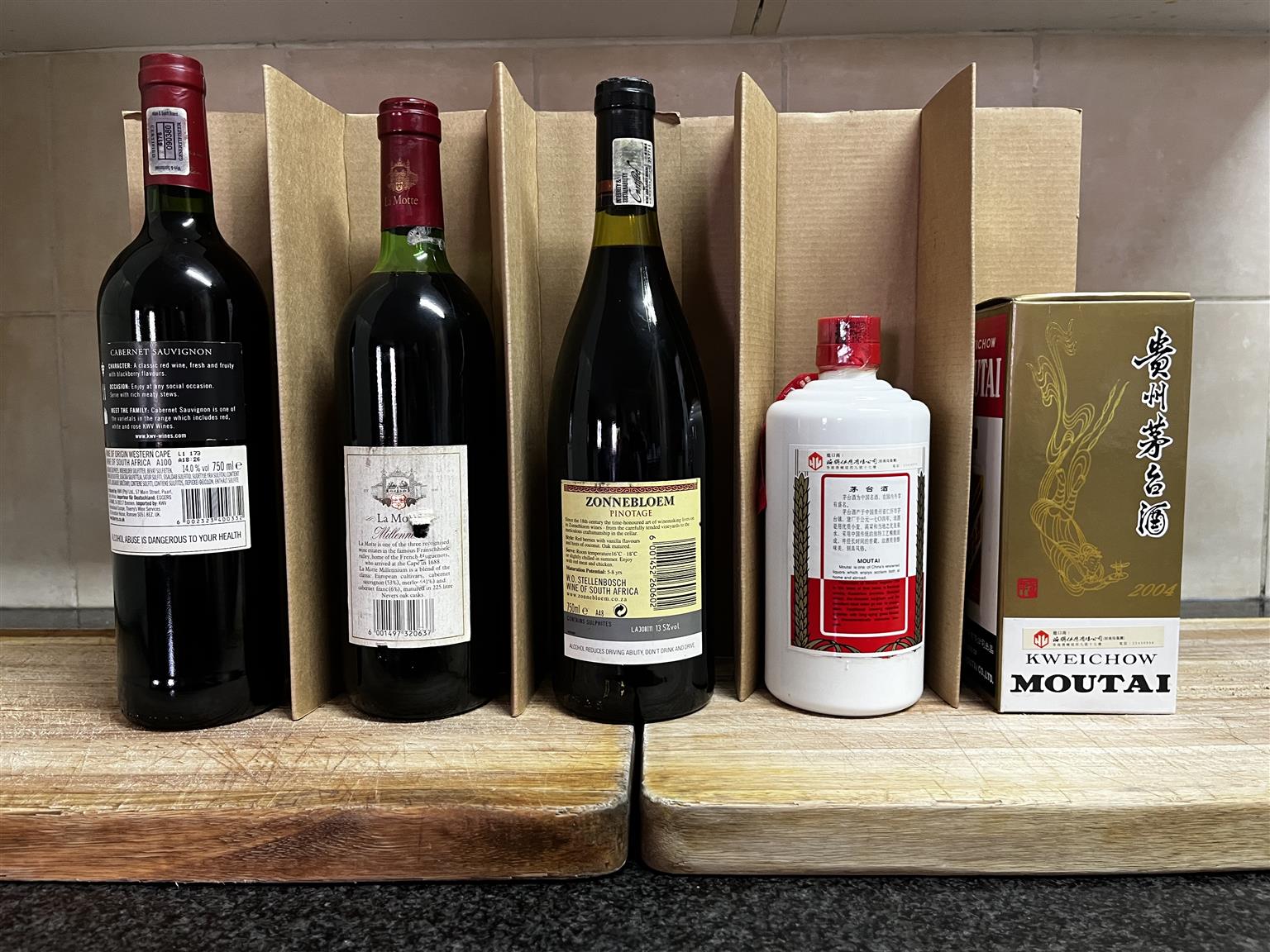 3 Vintage Wines and a Bottle of 2004 Moutai