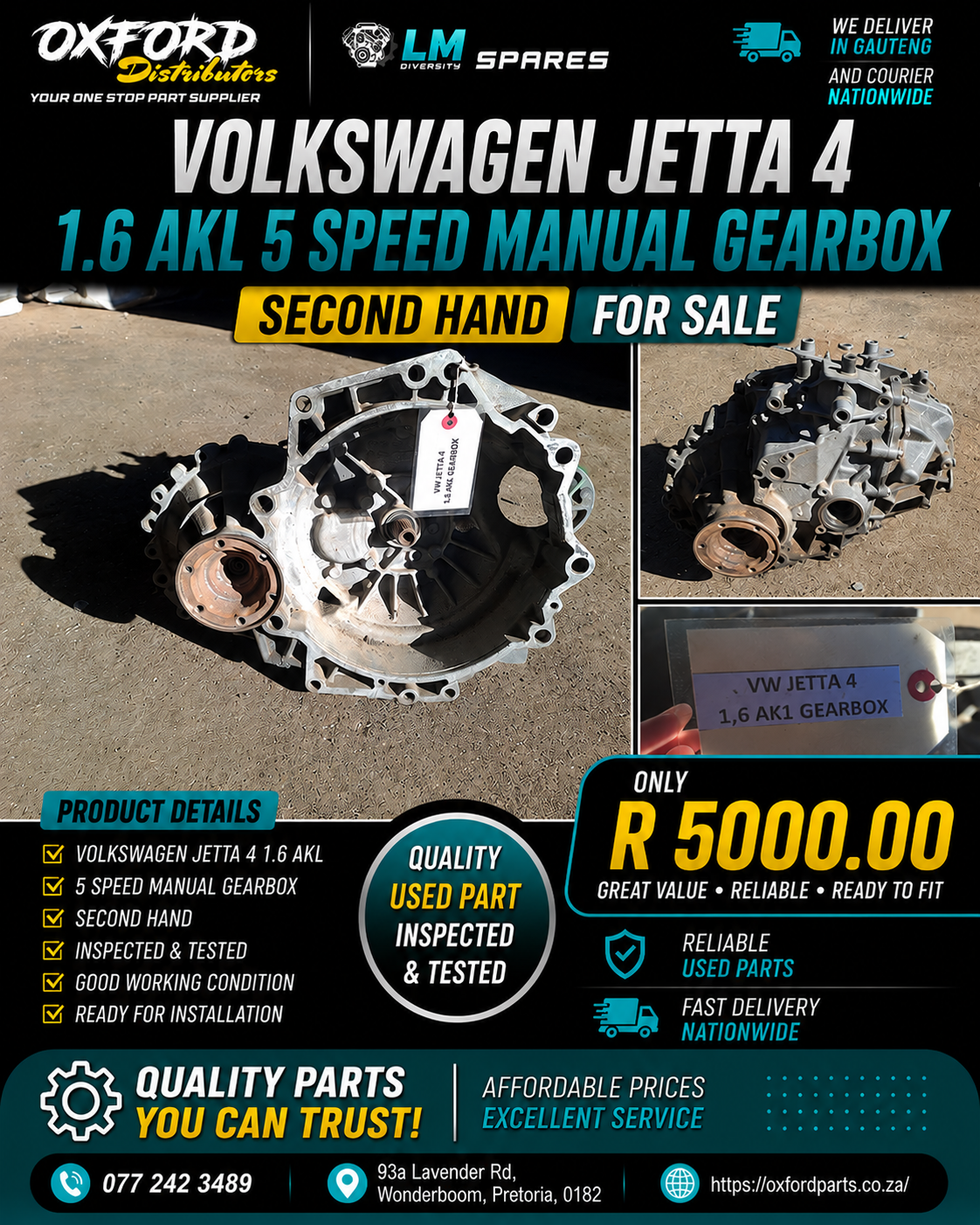 Volkswagen Jetta 4 1.6 Gearbox for sale In Pretoria Affordable used - Private Seller Volkswagen Jetta 4 1.6 Gearbox for sale In Pretoria Affordable used - Private Seller