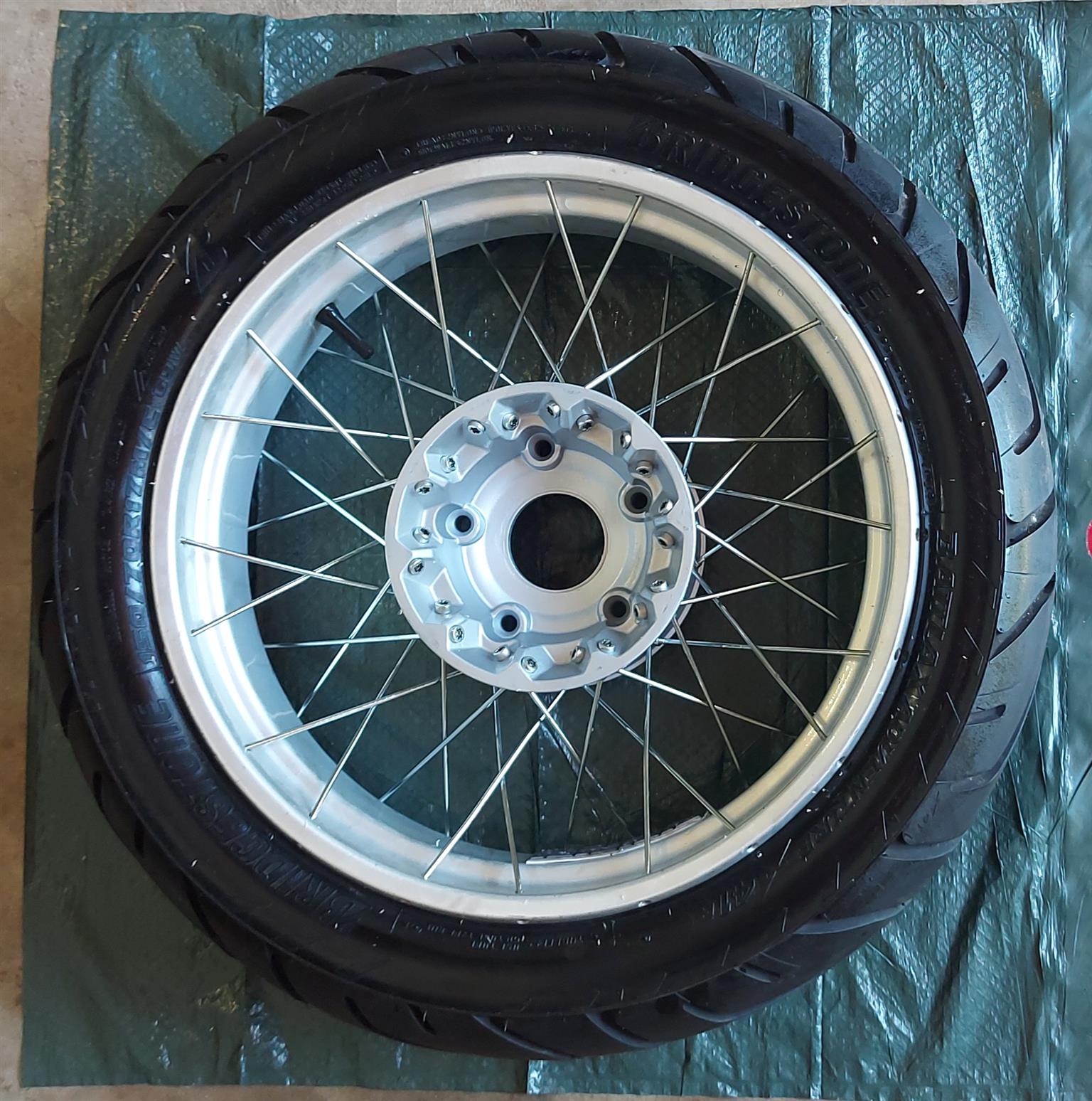 Front and Rear rims & tyres for a BMW R1200GS motorbike - good condition