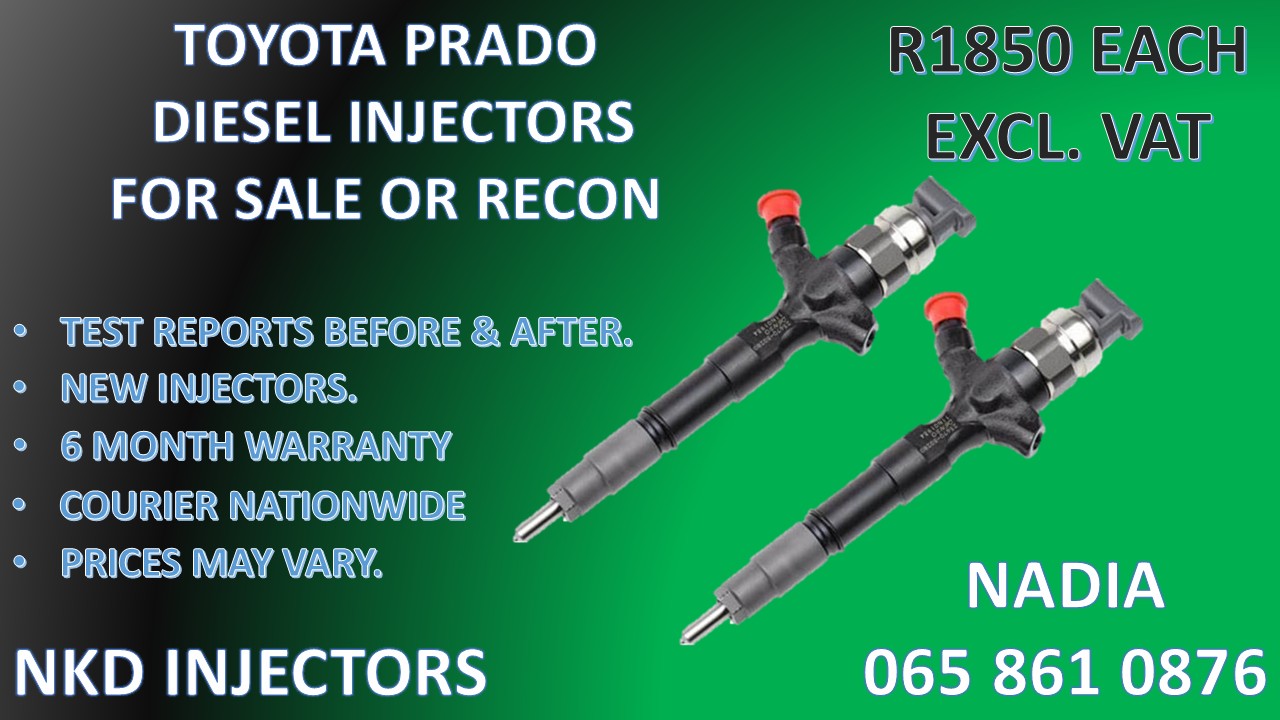 TOYOTA PRADO DIESEL INJECTORS FOR SALE WE SELL OR RECON - Private Seller TOYOTA PRADO DIESEL INJECTORS FOR SALE WE SELL OR RECON - Private Seller