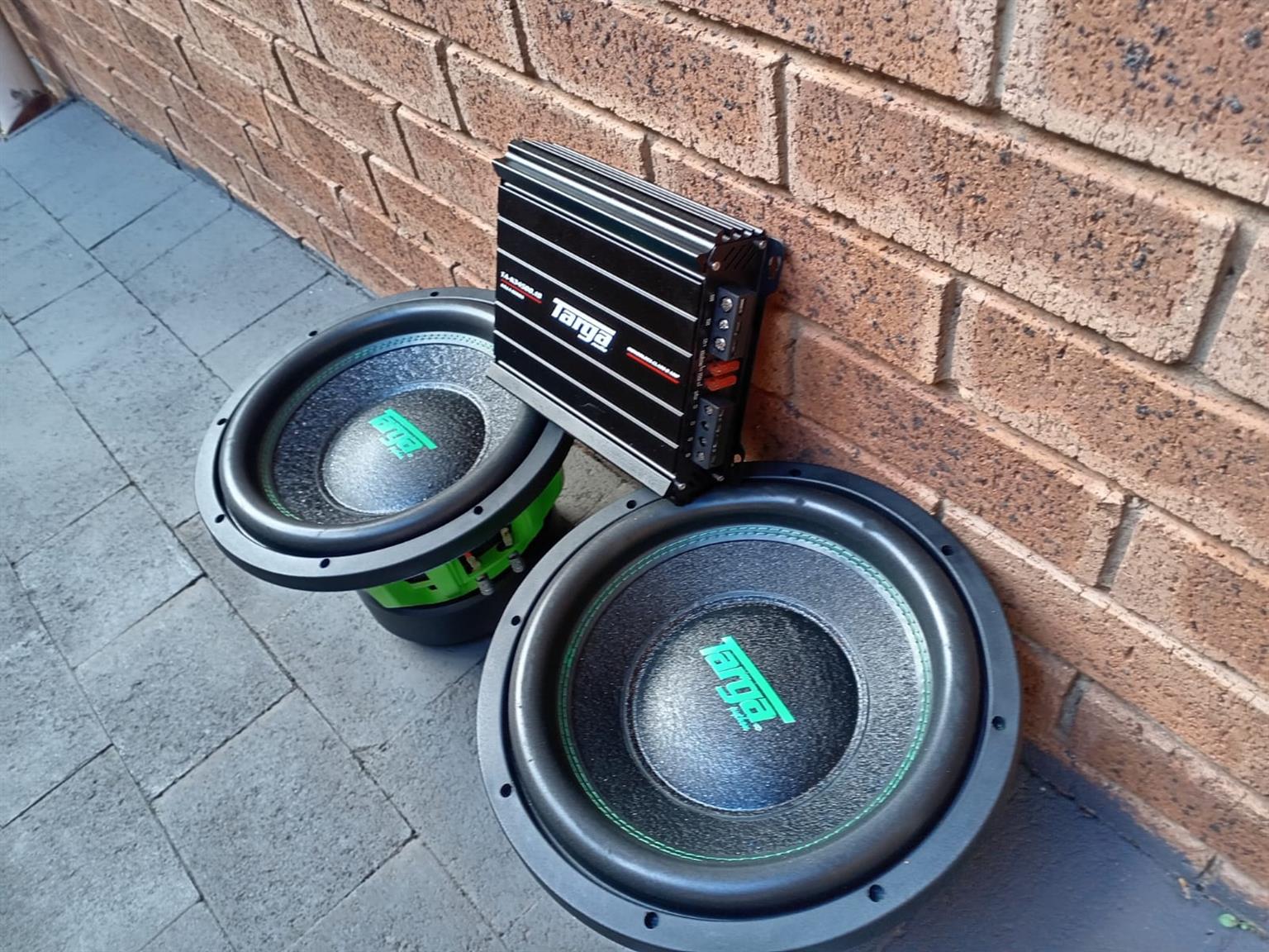 Car Audio Bass Combo 2 x Pythons Subwoofers & 34500w Targa Amplifier