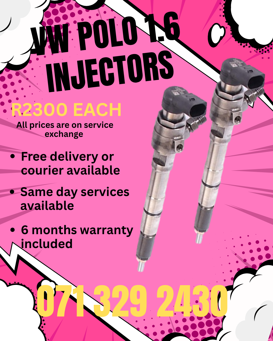 VW POLO 1.6 DIESEL INJECTORS FOR SALE WITH WARRANTY - Private Seller VW POLO 1.6 DIESEL INJECTORS FOR SALE WITH WARRANTY - Private Seller