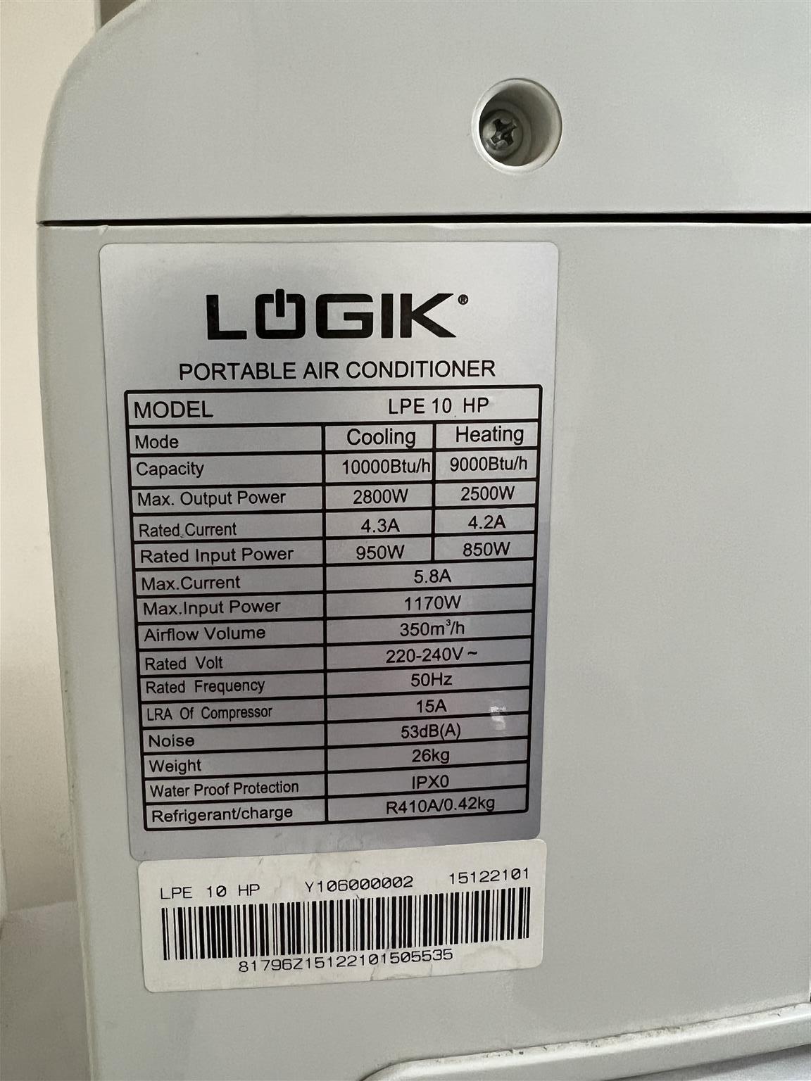 Air Conditioner Logik LPE 10 HP 10000BTU - B033065614-1