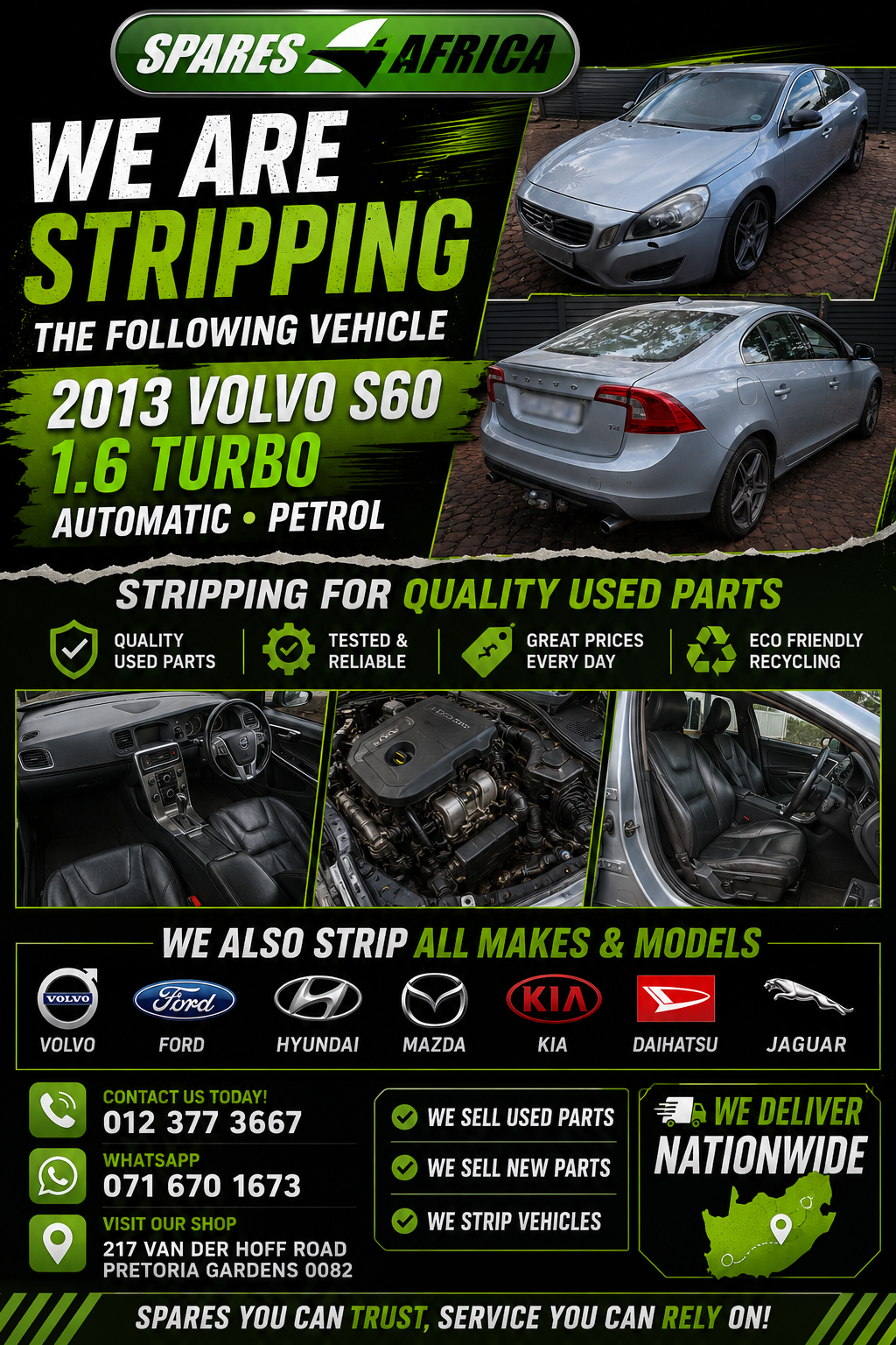 2013 VOLVO S60 1.6 – FOR STRIPPING - Private Seller 2013 VOLVO S60 1.6 – FOR STRIPPING - Private Seller
