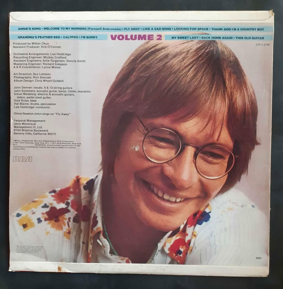 John Denver Greatest Hits Volume.2 LP Record