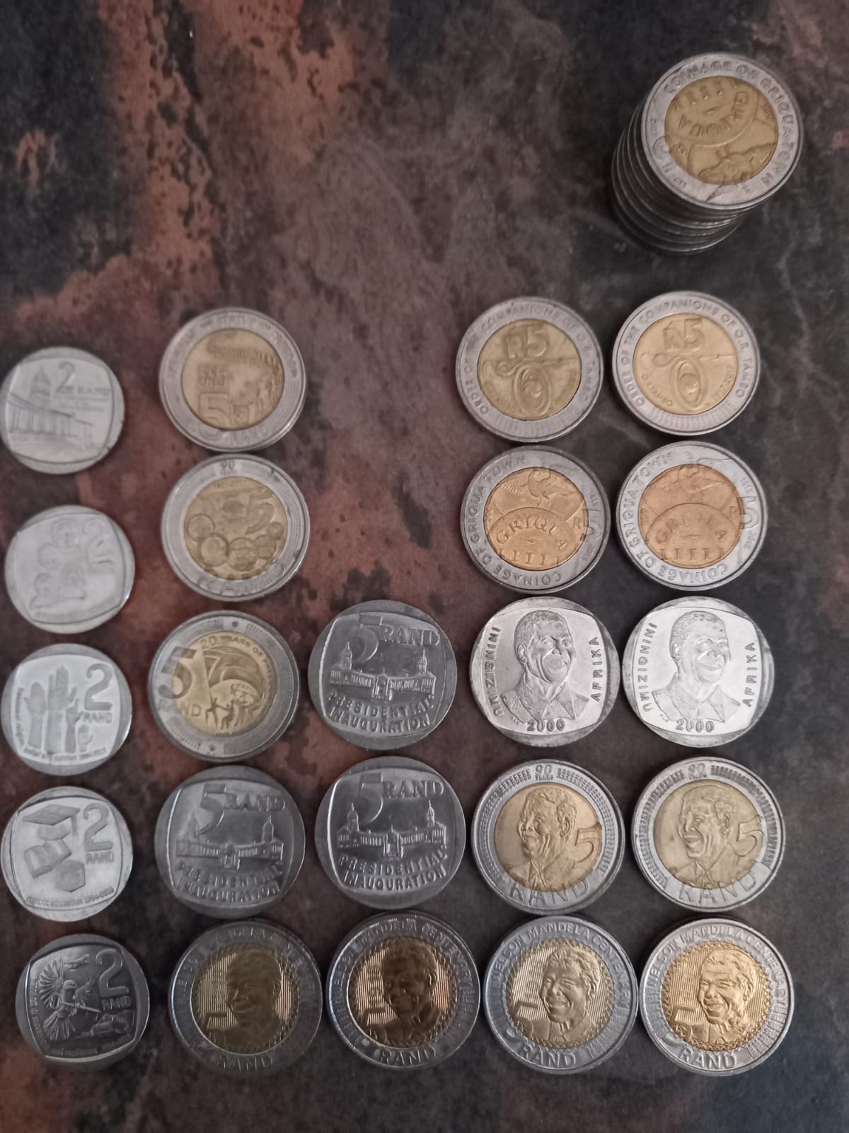 Mandela 5rand coins, all for ten thousand rand, whatsap zero609five73two83 