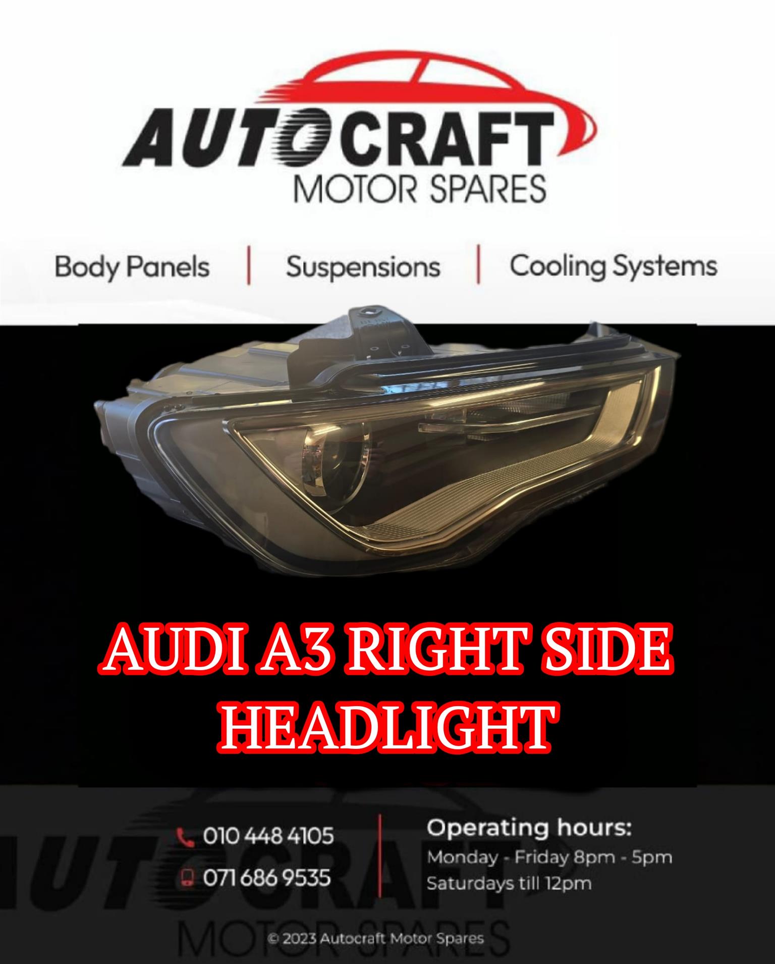 Audi A3 right side headlight