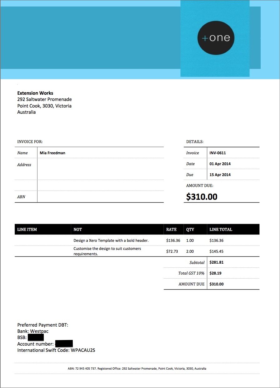 Customized XERO Invoice templates  Junk Mail With Regard To Xero Custom Invoice Template