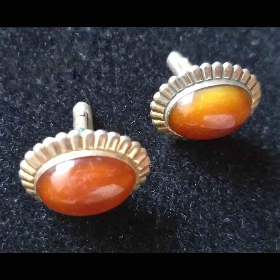 Vintage cufflinks with amber stones