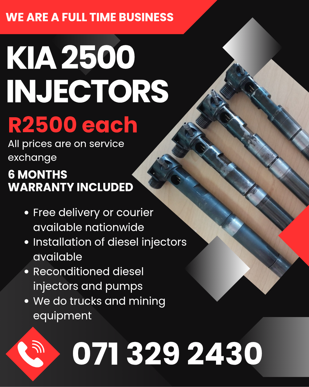 KIA 2500 INJECTORS FOR SALE WITH WARRANTY INCLUDED - Private Seller KIA 2500 INJECTORS FOR SALE WITH WARRANTY INCLUDED - Private Seller