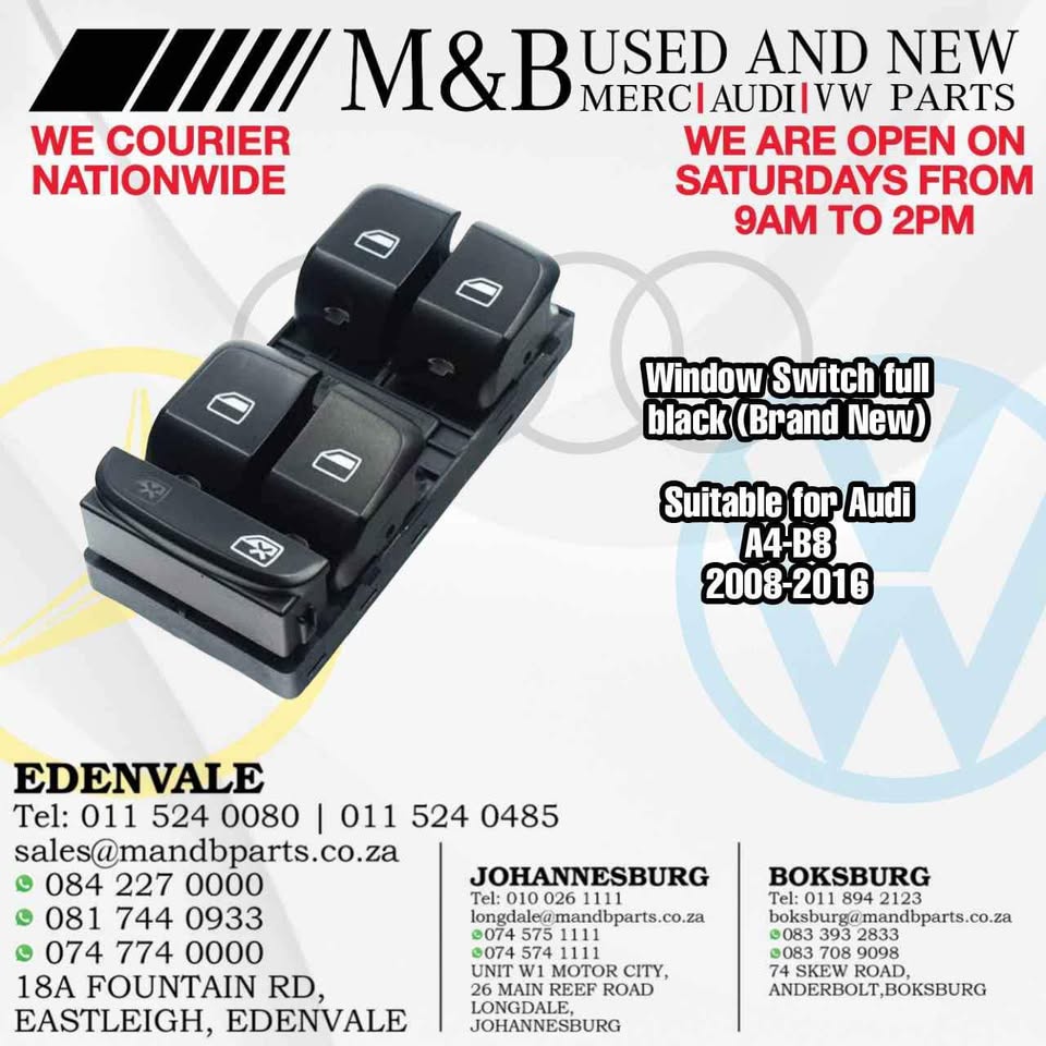 Window Switch full black (Brand New) Suitable for Audi A4-B8 2008-2016 - Private Seller Window Switch full black (Brand New) Suitable for Audi A4-B8 2008-2016 - Private Seller