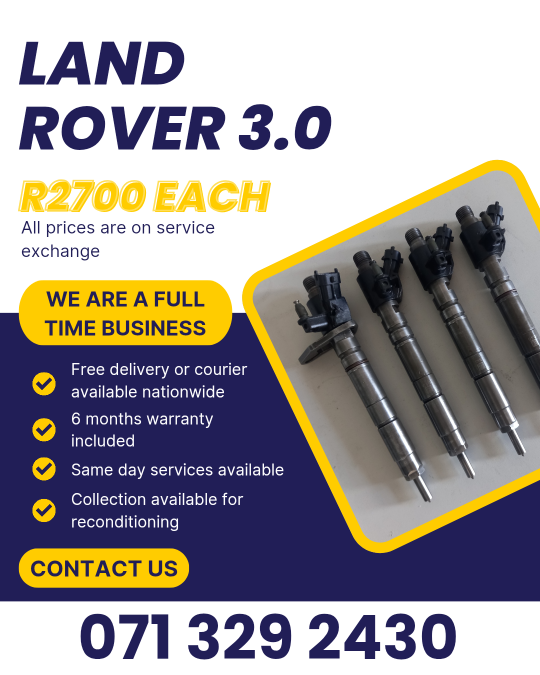 LAND ROVER 3.0 DIESEL INJECTORS FOR SALE WITH WARRANTY - Private Seller LAND ROVER 3.0 DIESEL INJECTORS FOR SALE WITH WARRANTY - Private Seller