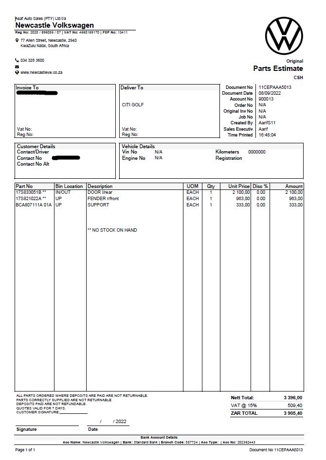 Volkswagen Citi Golf Mk1 Left Rear Passenger Door OEM New - Private Seller