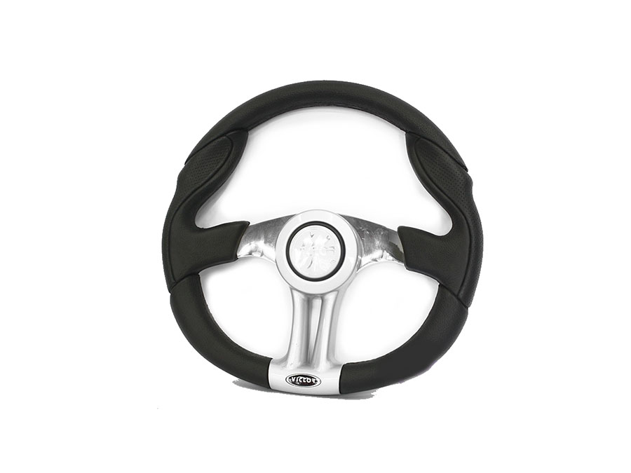 Victor Top Gun Chrome & Black Leather Steering Wheel