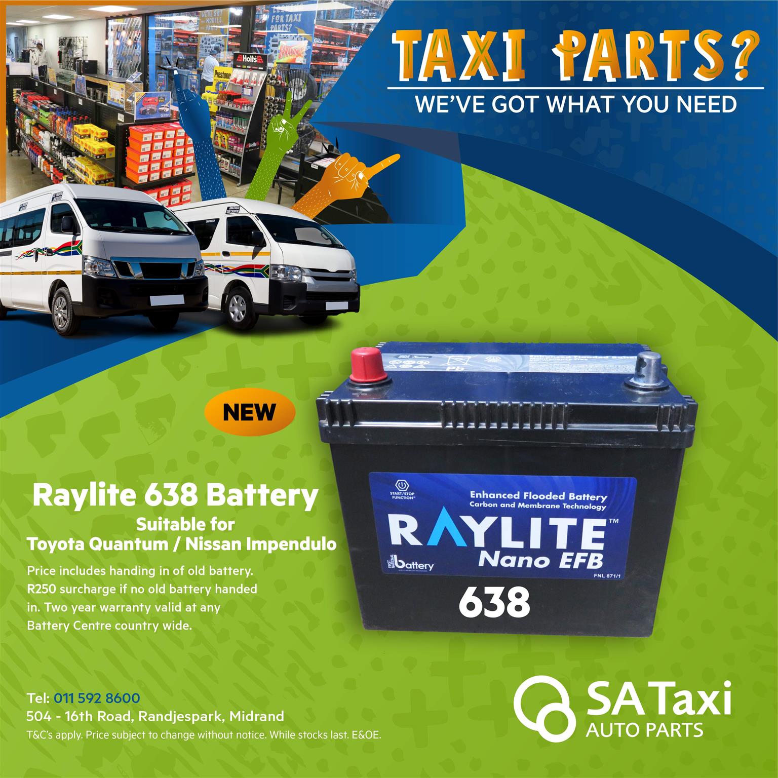 Raylite 638 Battery for Toyota Quantum - Nissan NV350 Impendulo