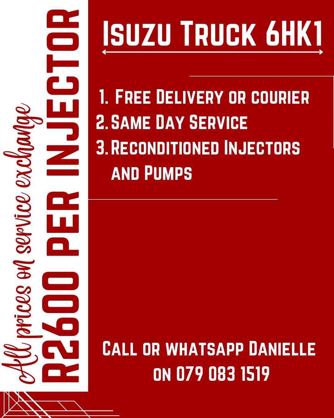 ISUZU TRUCK 6HK1 INJECTORS FOR SALE WITH WARRANTY INCLUDED - Private Seller