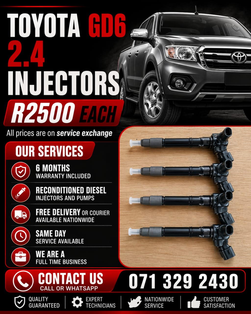 TOYOTA HILUX 2.4 INJECTORS FOR SALE WITH WARRANTY - Private Seller TOYOTA HILUX 2.4 INJECTORS FOR SALE WITH WARRANTY - Private Seller