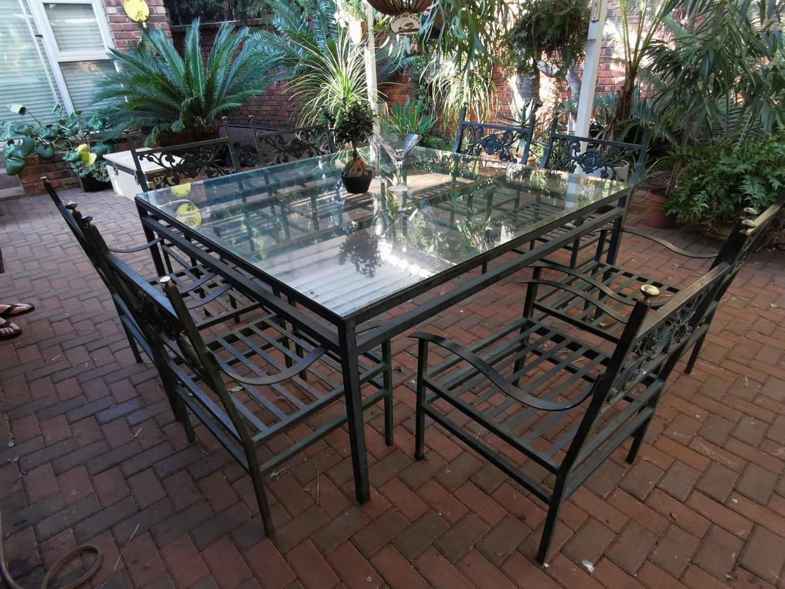 used metal garden table