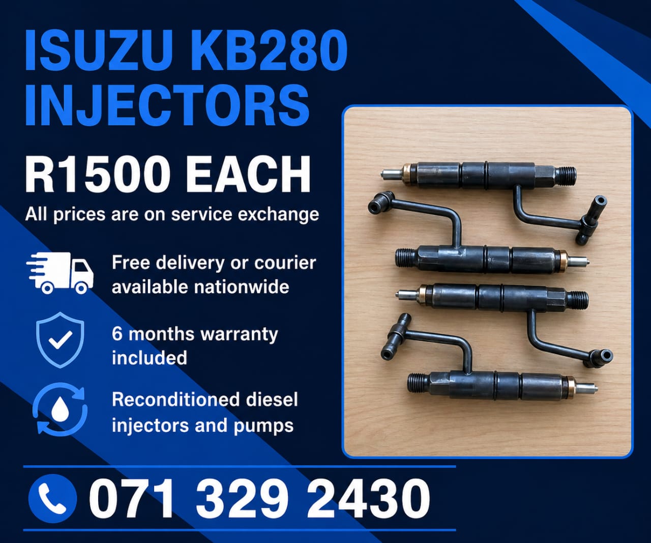 ISUZU KB280 INJECTORS FOR SALE WITH WARRANTY INCLUDED - Private Seller ISUZU KB280 INJECTORS FOR SALE WITH WARRANTY INCLUDED - Private Seller