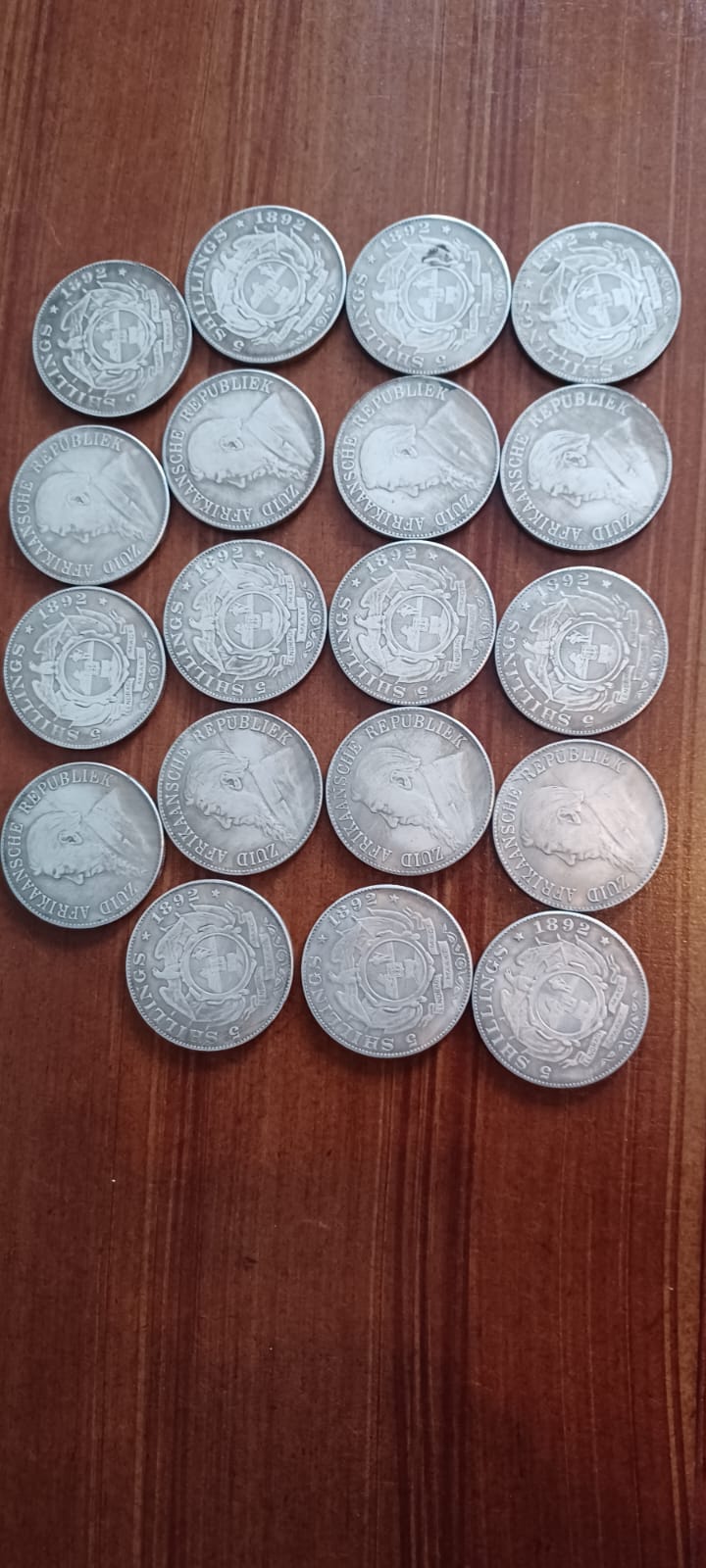used 1961 South African 50c Coins & used 1892 South African 5 Shillings