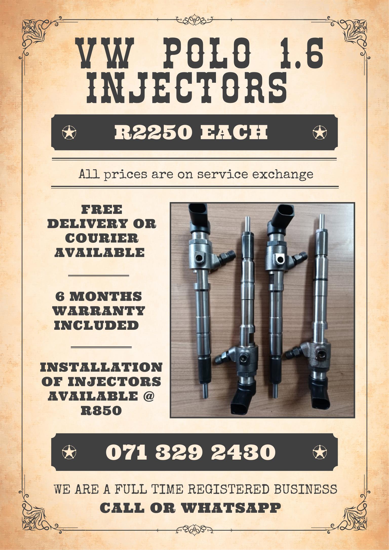 VW POLO 1.6 INJECTORS FOR SALE WITH WARRANTY - Private Seller VW POLO 1.6 INJECTORS FOR SALE WITH WARRANTY - Private Seller