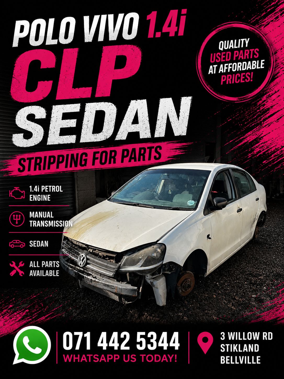 Polo Vivo 1.4i CLP Sedan - Stripping for parts - Private Seller Polo Vivo 1.4i CLP Sedan - Stripping for parts - Private Seller