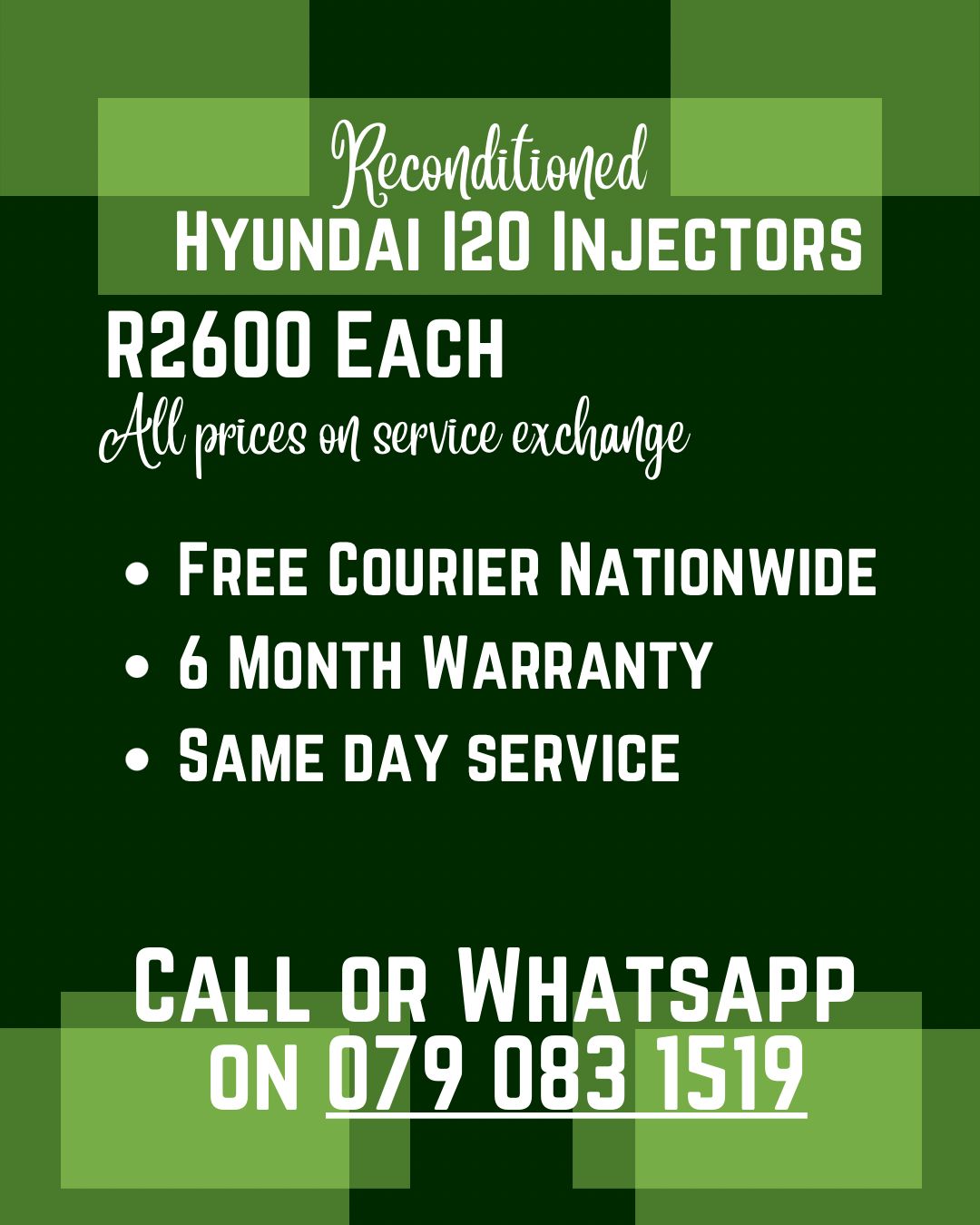 HYUNDAI I20 INJECTORS FOR SALE WITH WARRANTY INCLUDED - Private Seller HYUNDAI I20 INJECTORS FOR SALE WITH WARRANTY INCLUDED - Private Seller