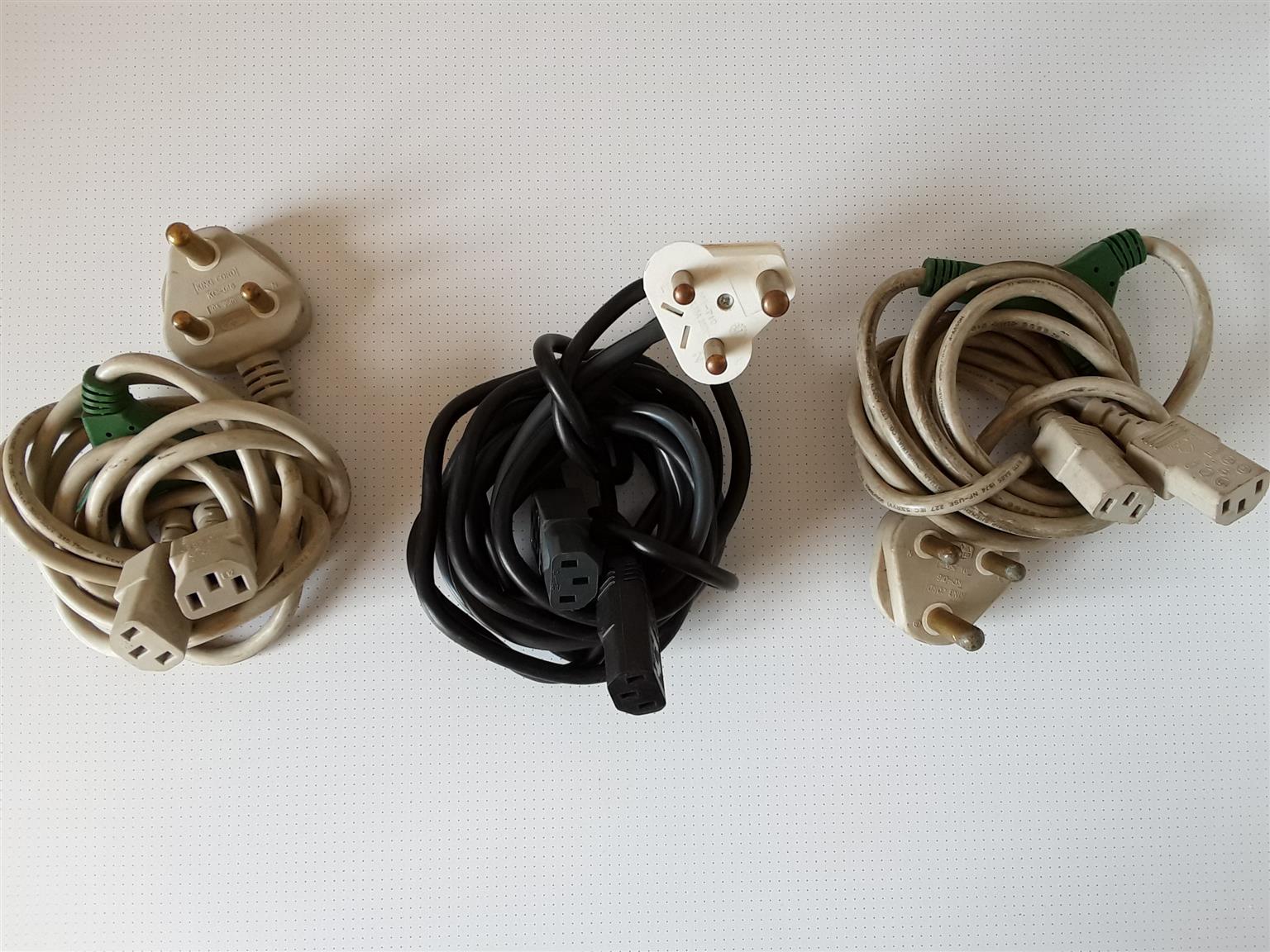 Power Cables Three pin Male (SA type) to Double Three pin Female.
