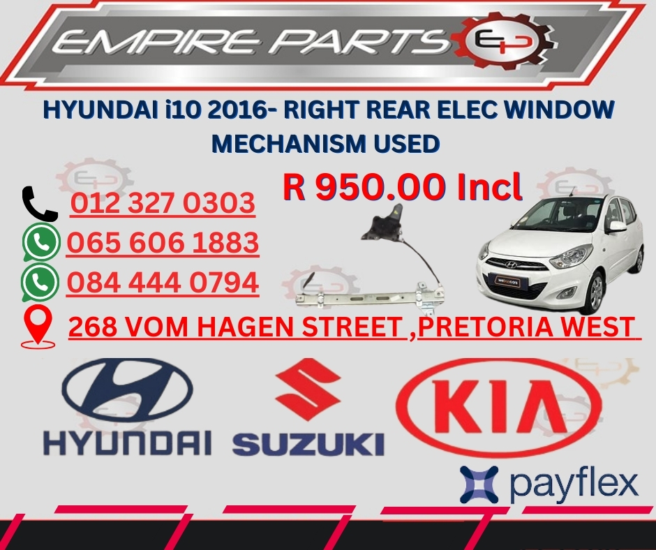HYUNDAI i10 2016- RIGHT REAR ELEC WINDOW MECHANISM - Private Seller HYUNDAI i10 2016- RIGHT REAR ELEC WINDOW MECHANISM - Private Seller